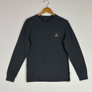 Polo Ralph Lauren Polo Bear Thermal Sleep Shirt Gray Waffle Knit Top Size M